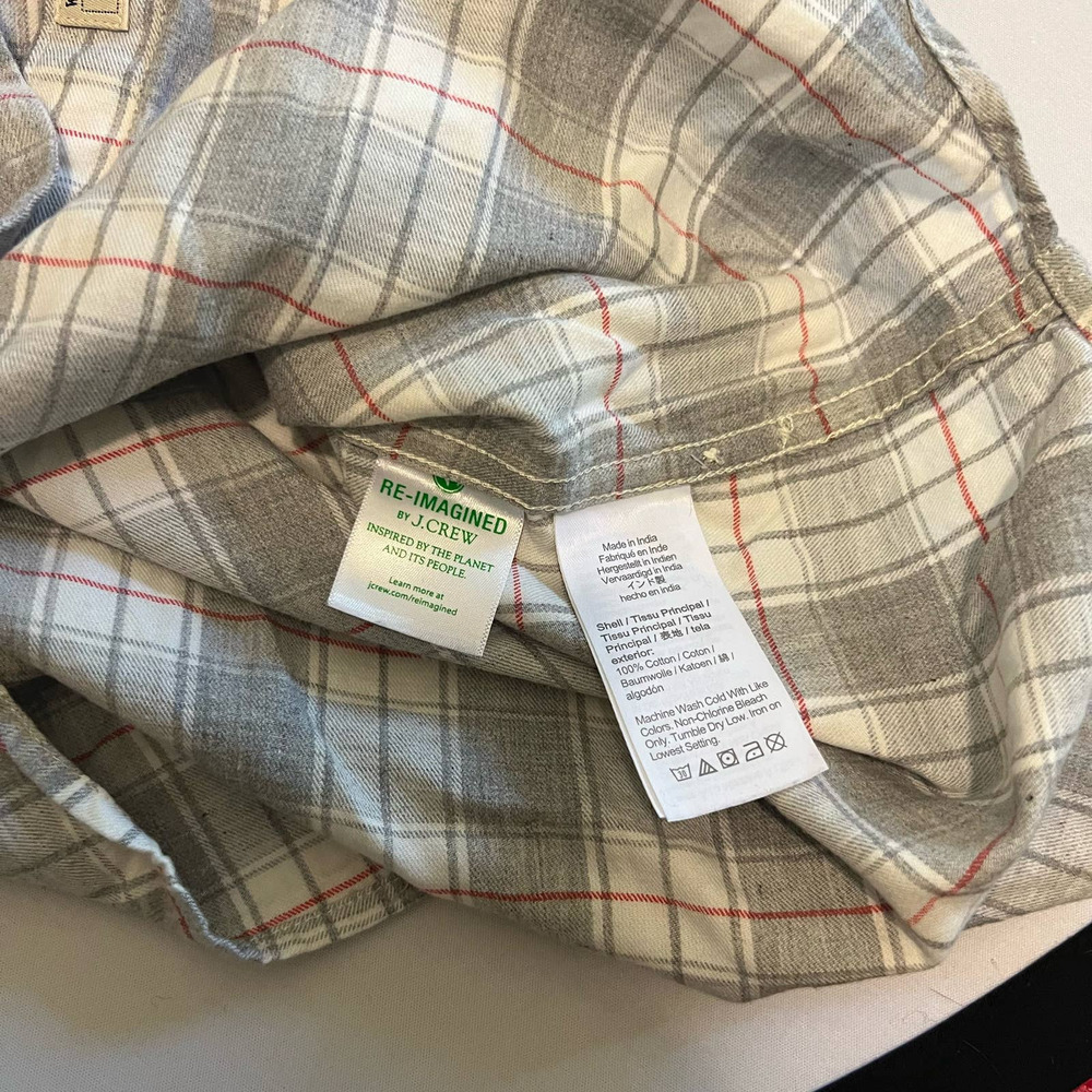 J. Crew Re-imagined white plaid button down shirt S - Picture 7 of 8